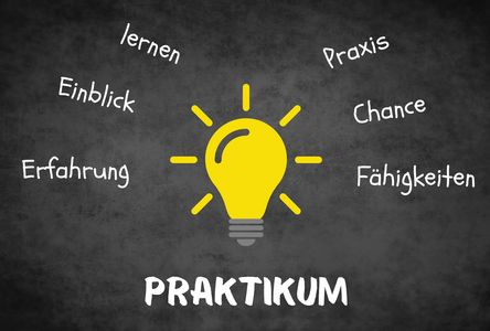 Glühlampe mit Schrift Praktikum